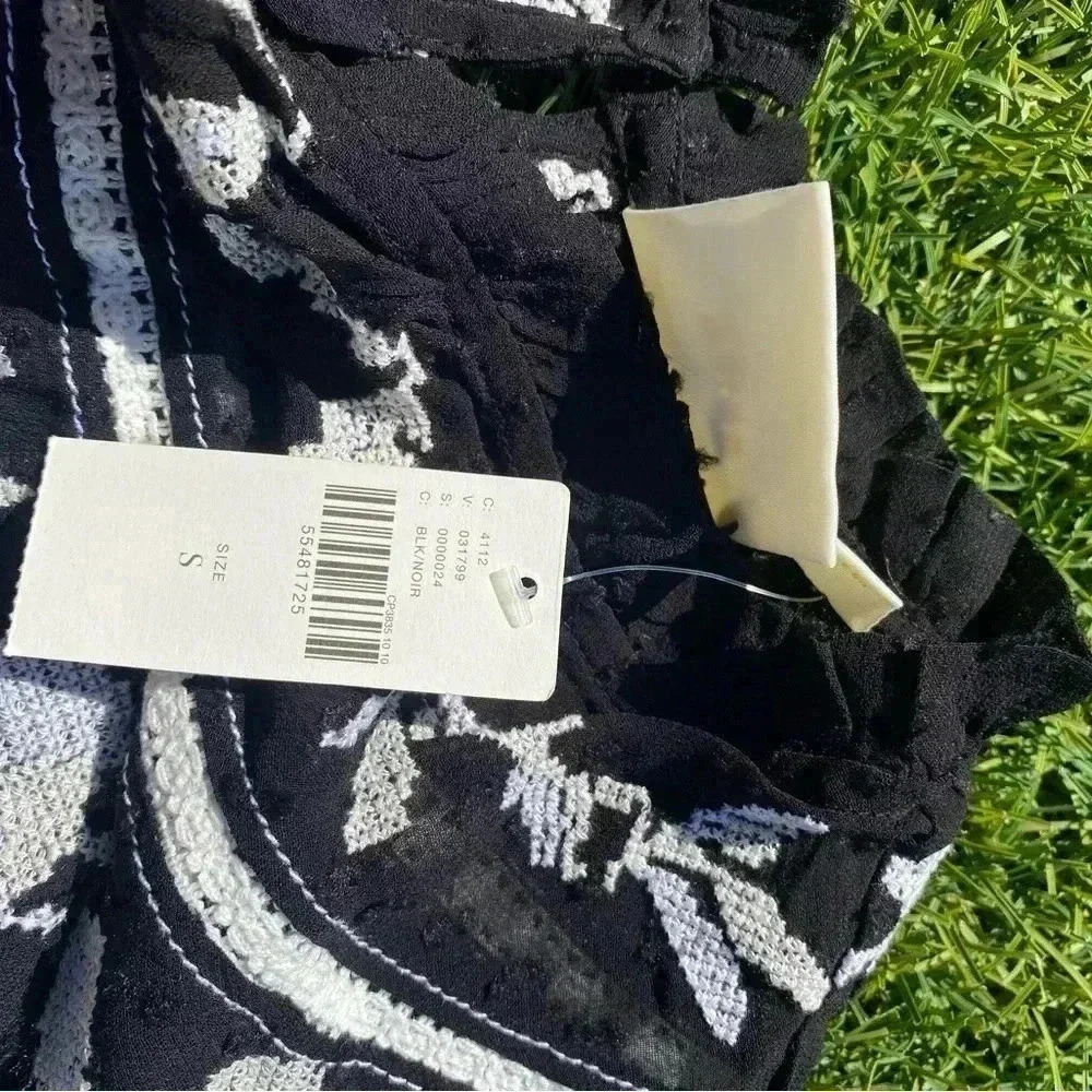 Anthropologie Maeve Black Winona Lace Embroidered Top Small - Picture 4 of 6